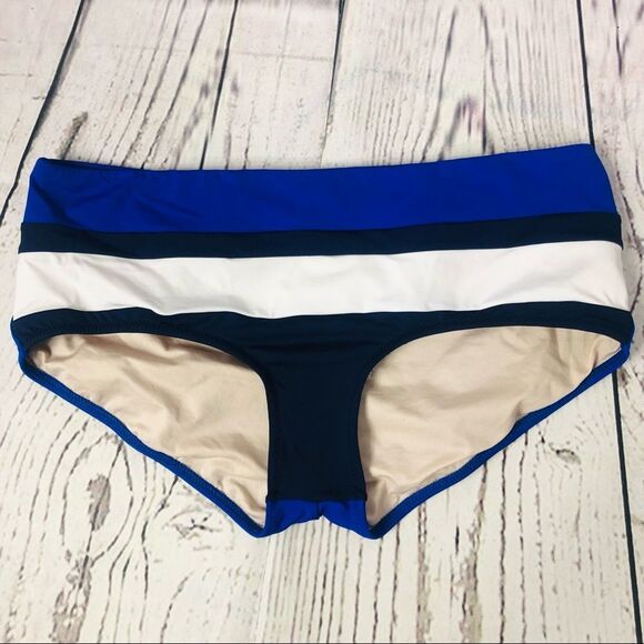 La Perla Colourblock Stripe Hipster Swim Bikini Bottom Blue White Black XS - Picture 1 of 5